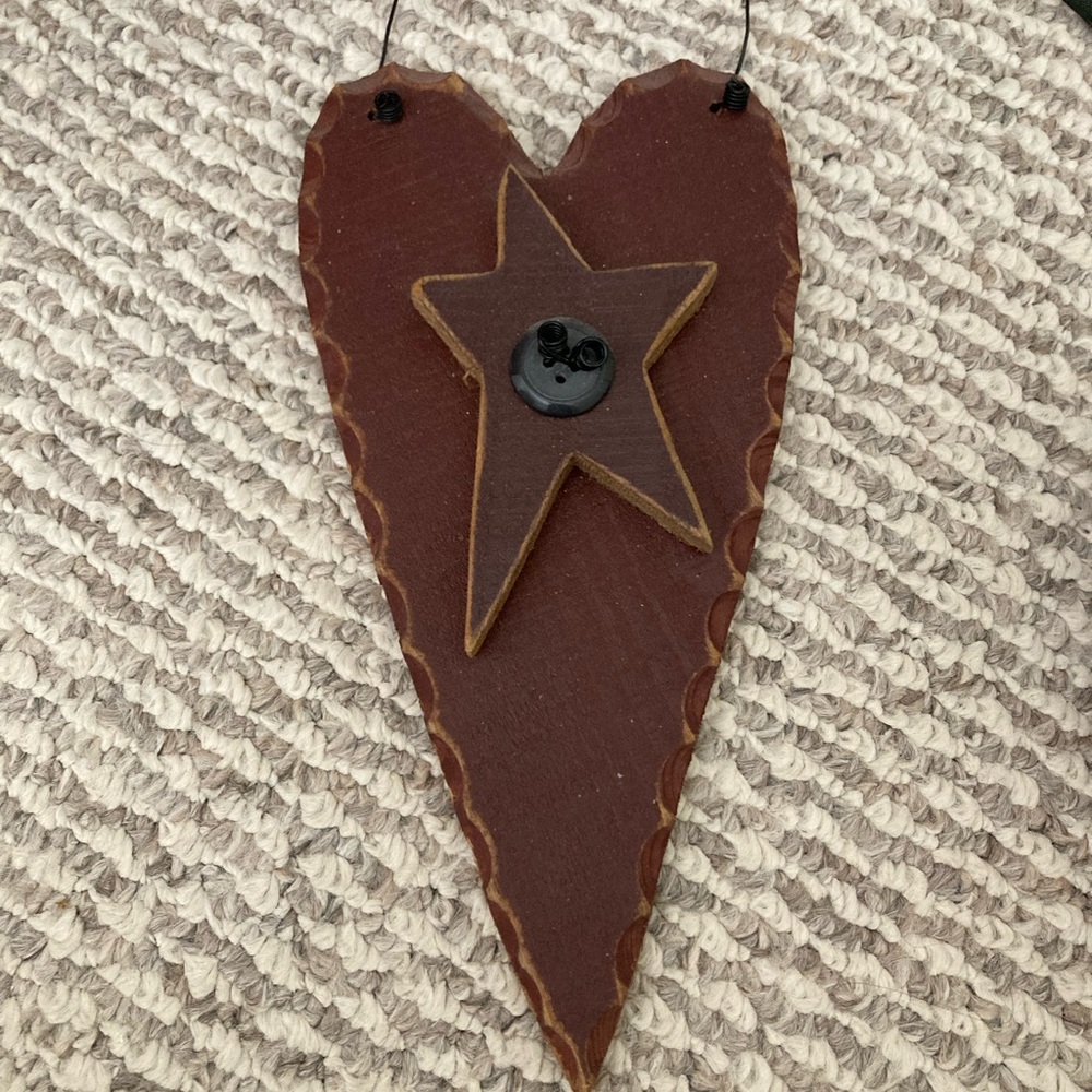 Rustic Wooden Heart and Star Wall Hanging